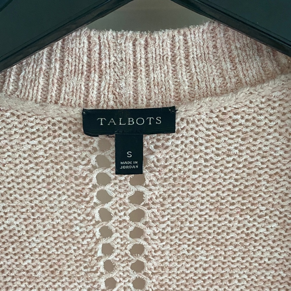 Talbots Light Pink Open-Front Knit Cardigan - Picture 3 of 8